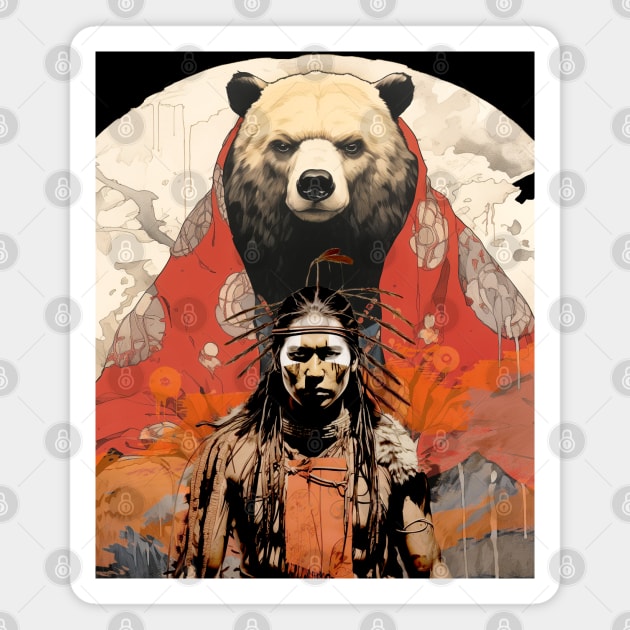 National Native American Heritage Month: The Bear Spirit Animal on a Dark Background Magnet by Puff Sumo